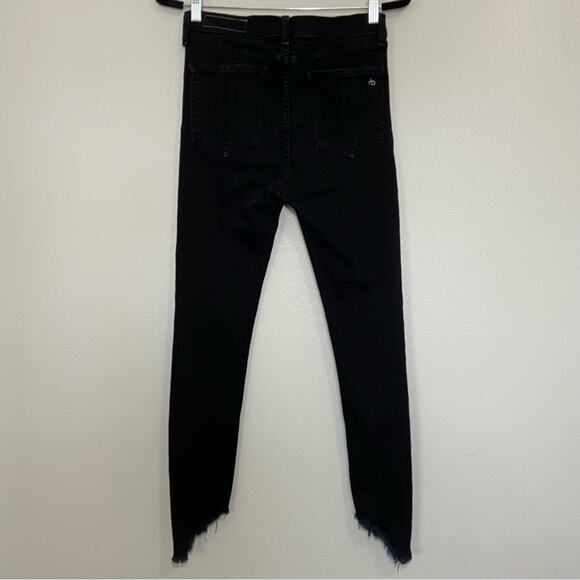 Rag & Bone 10 Inch Capri Jean Distressed Raw Hem Black Size 28 - Picture 9 of 13